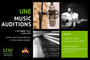 Read more about the article UNE music auditions at Central Coast Con 1 October
