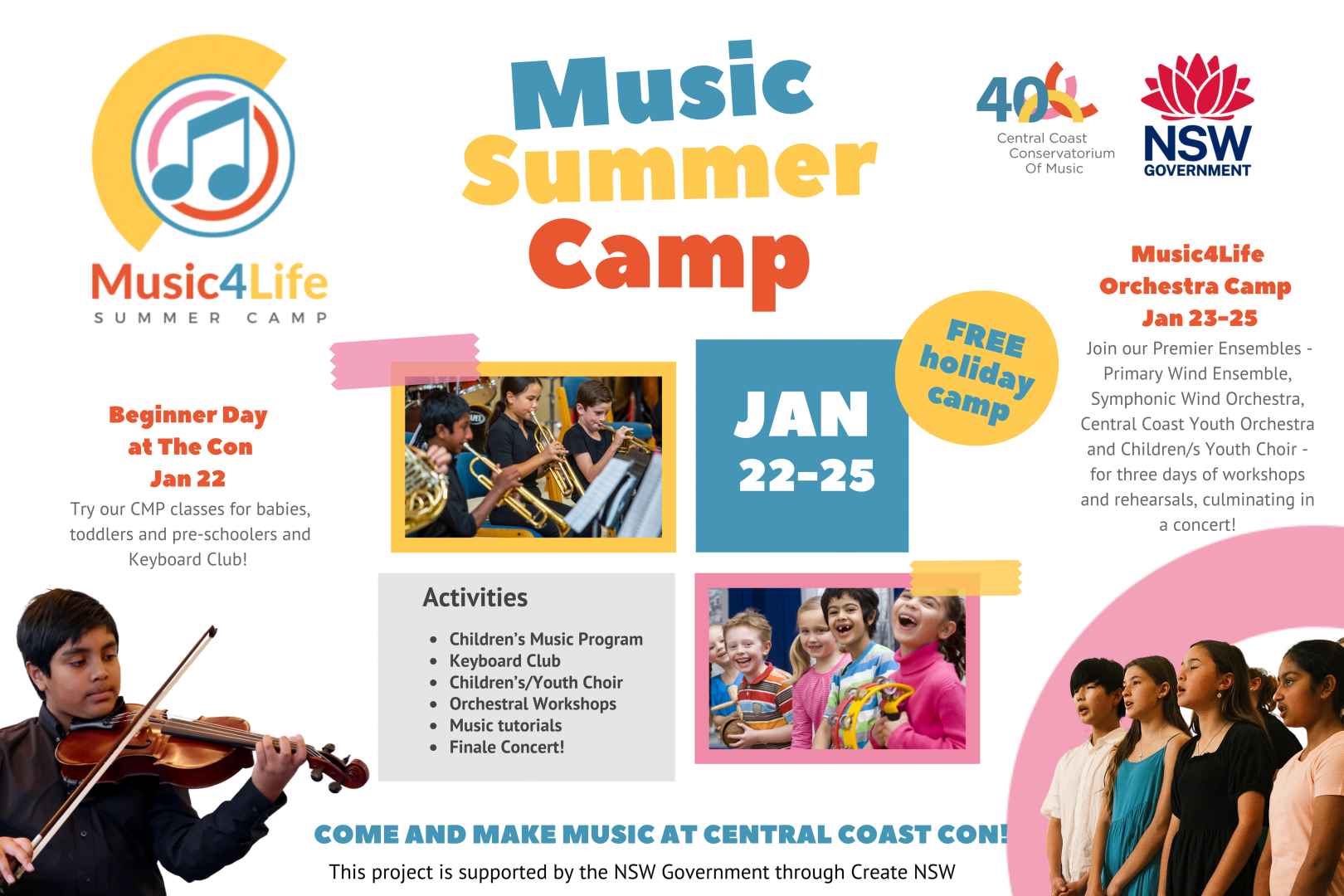 Music 4 Life Summer Camp at Central Coast Conservatorium