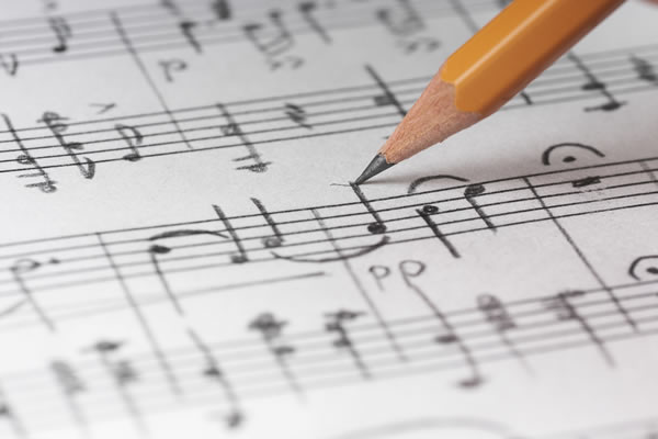 Pencil writing on a music manuscript